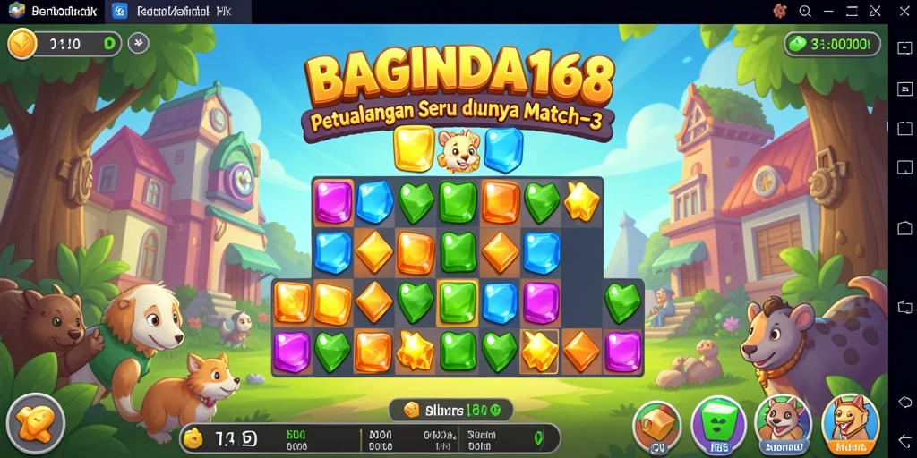 Screenshot permainan BAGINDA168 menampilkan keseruan gameplay Match-3 yang menawan.