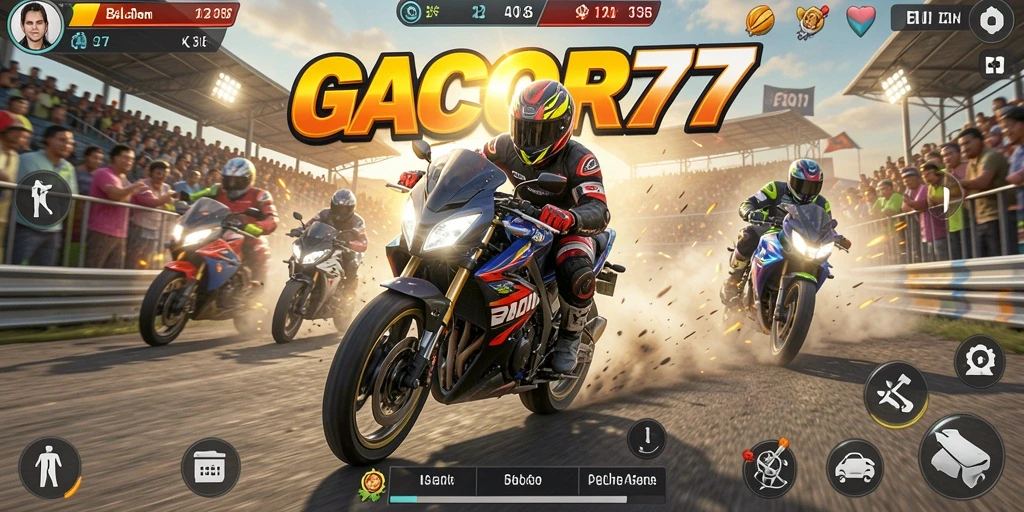 Gameplay balapan motor yang mendebarkan dan mengasyikkan.