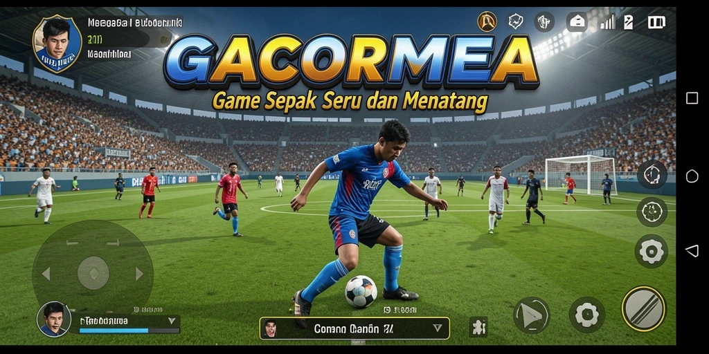 Tampilan gameplay menegangkan dalam GACORMEGA saat mencetak gol.