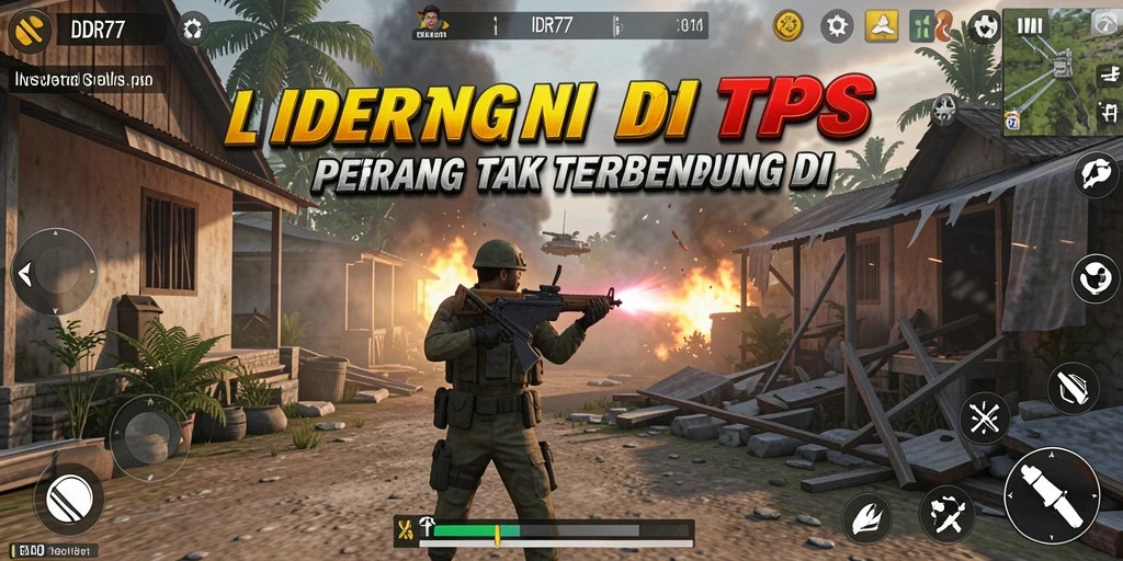Screenshot gameplay IDR77 menampilkan aksi pertempuran TPS yang mendebarkan.