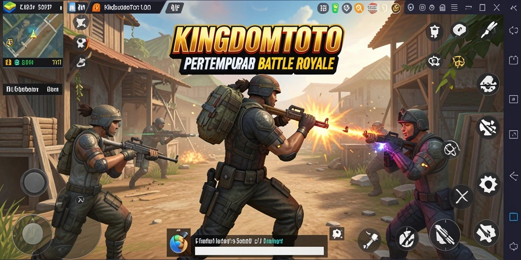 Screenshot gameplay KINGDOMTOTO saat bertempur dalam arena Battle Royale.