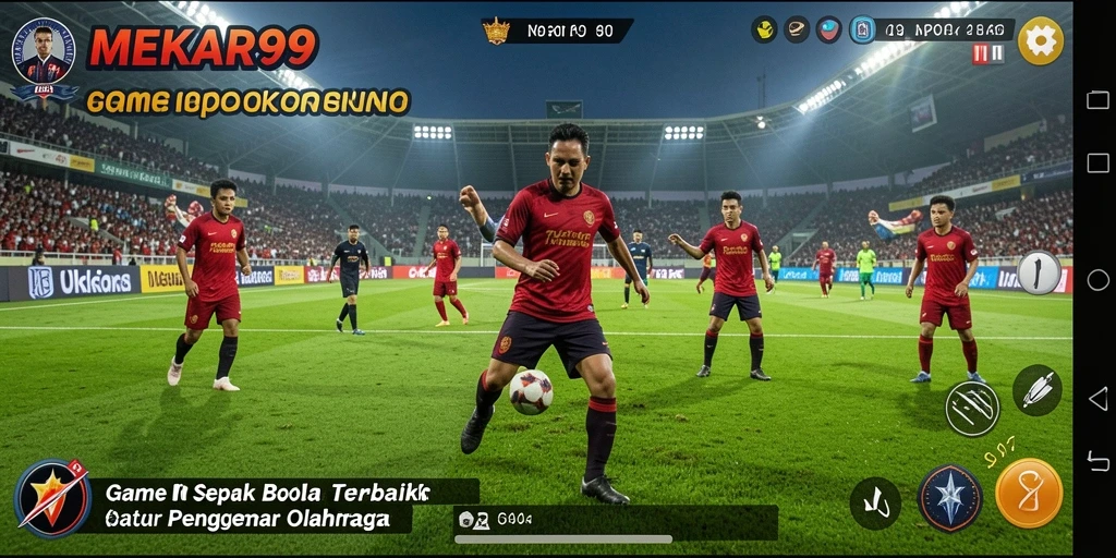 Tampilan gameplay seru di lapangan sepak bola dengan grafik menawan.