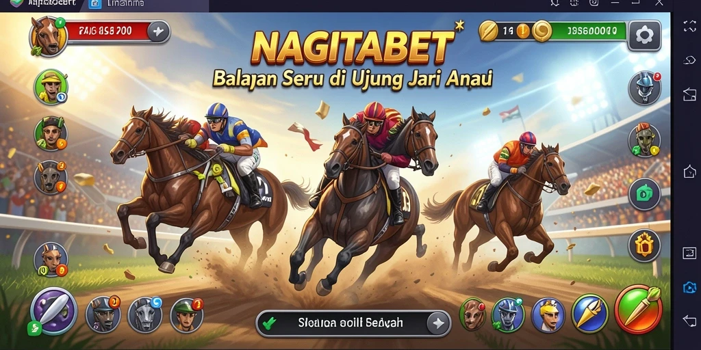 Gameplay balap menegangkan di NAGITABET dengan berbagai mobil dan lintasan.
