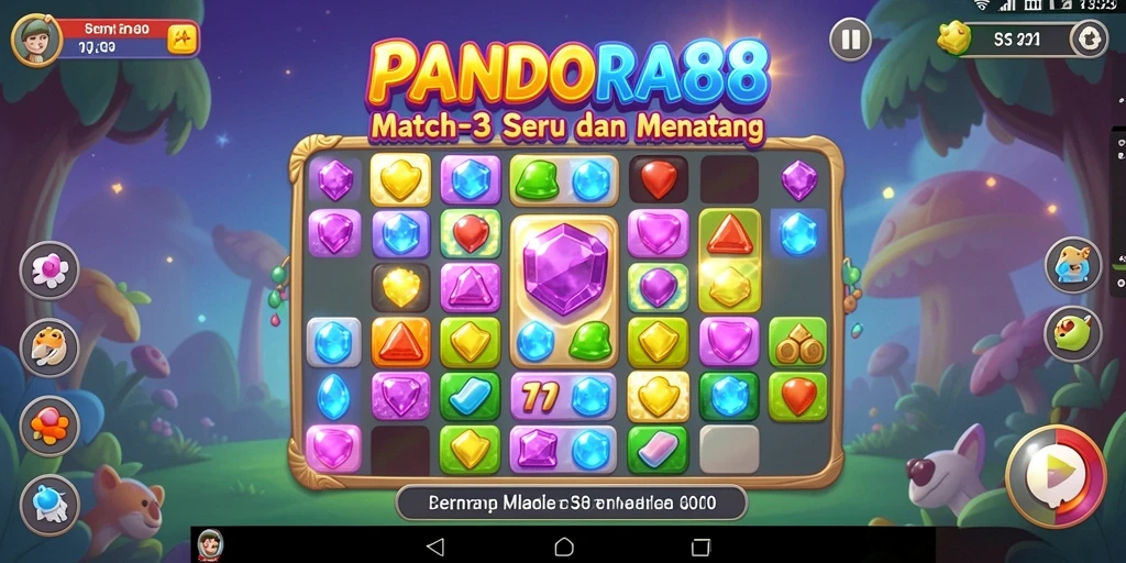Screenshot PANDORA88 menampilkan gameplay Match-3 yang seru.
