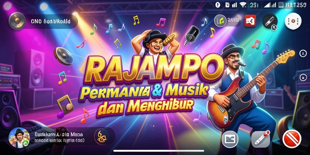 Tampilan gameplay RAJAMPO dengan interaksi musik yang seru.